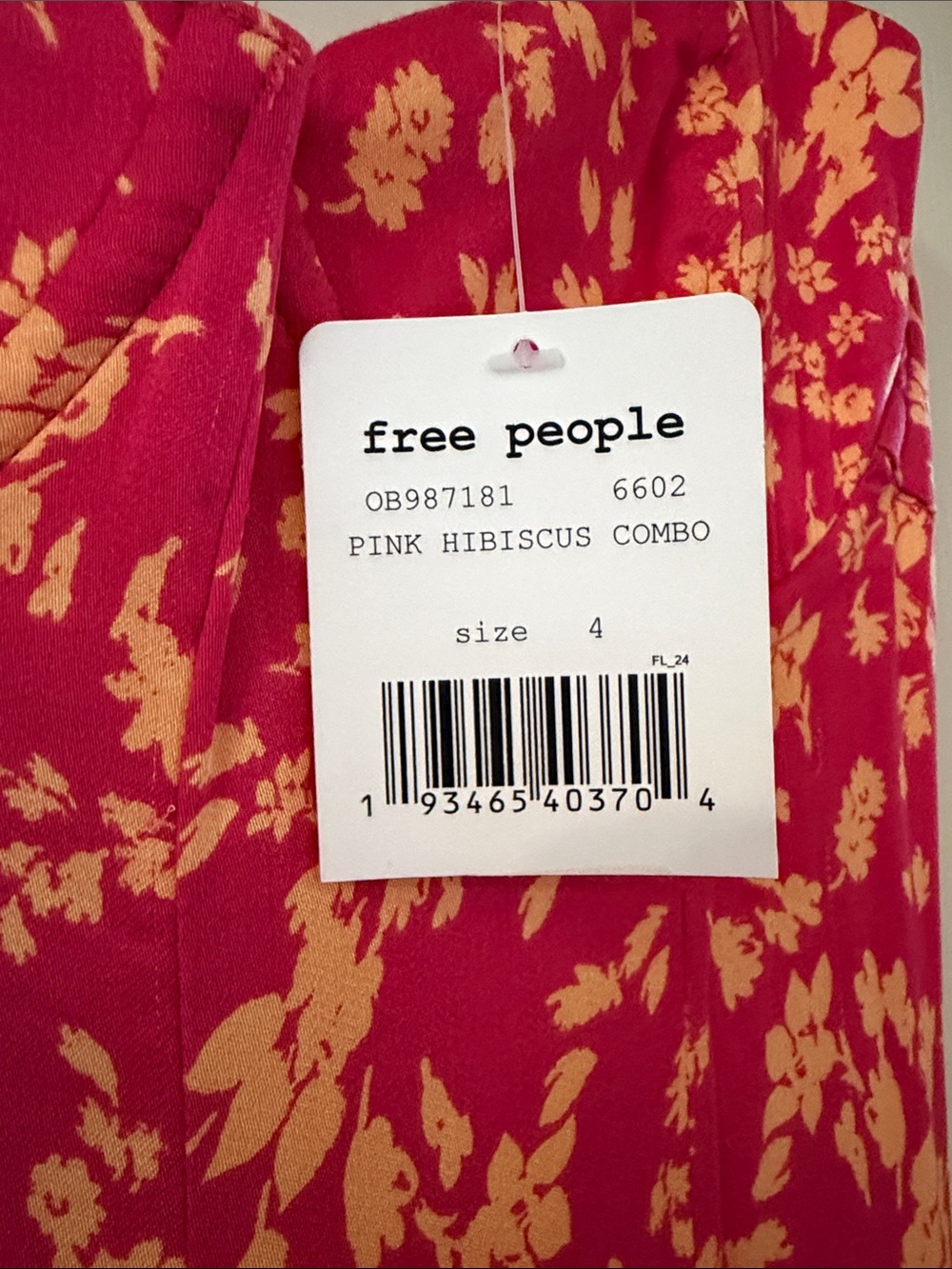 New!!!! Free People Pink Hibiscus Floral Combo Dress